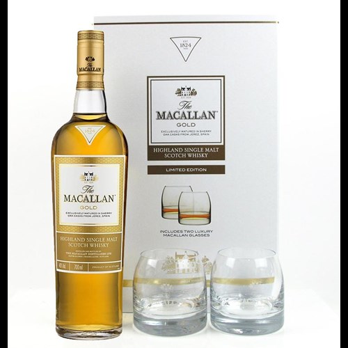 The Macallan Gold Single Malt Whisky Limited Edition Glass Pack - Fast Shipping
